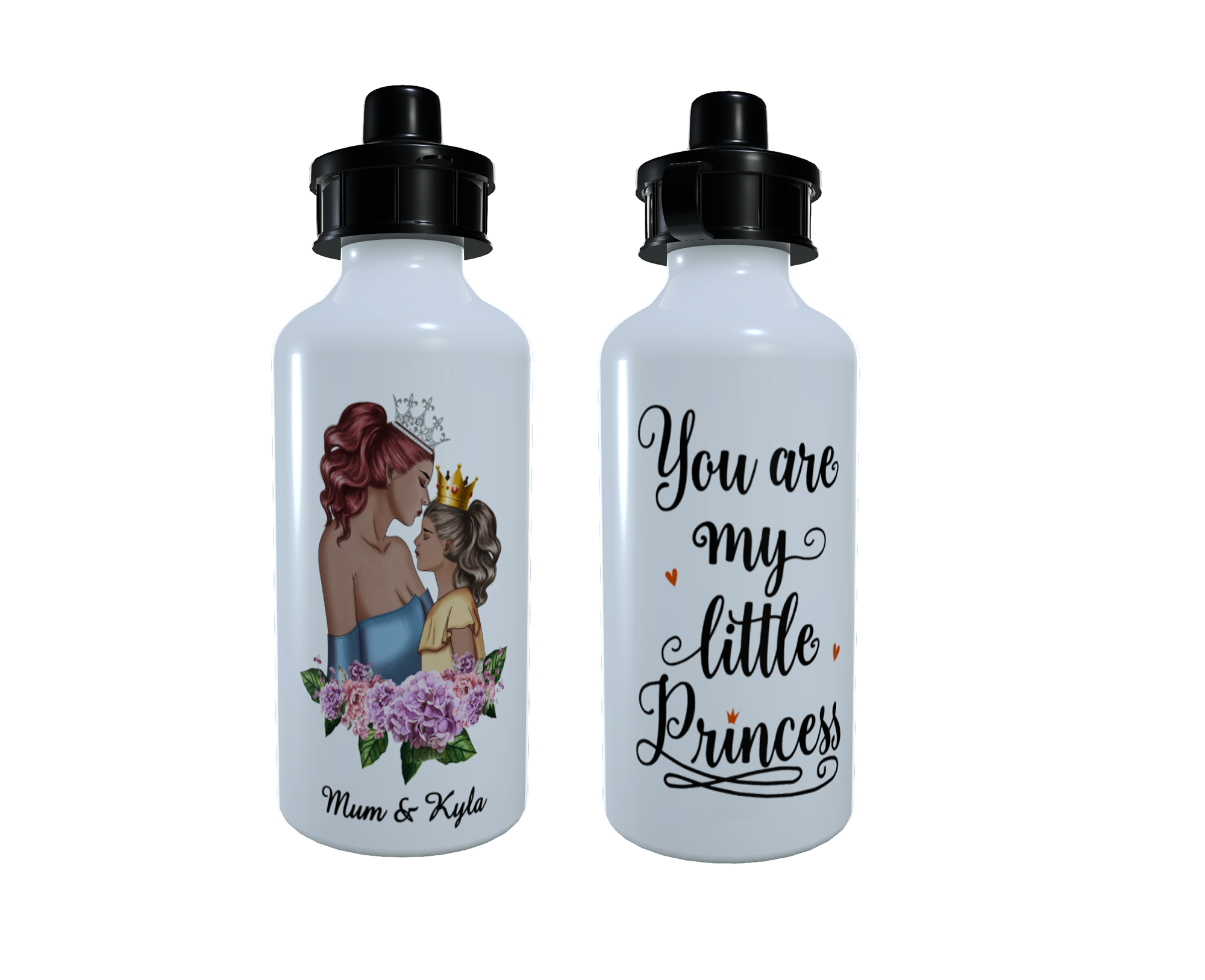 Mother & Daughter Princess Water Bottle, Personalised Mum Gift